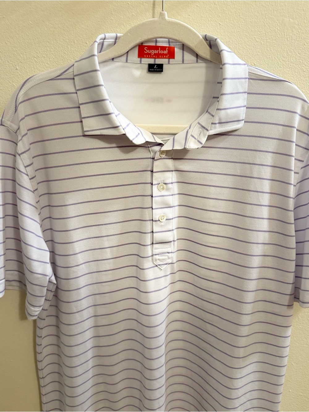 Sugarloaf Men’s White Striped Golf Polo - Picture 3 of 5